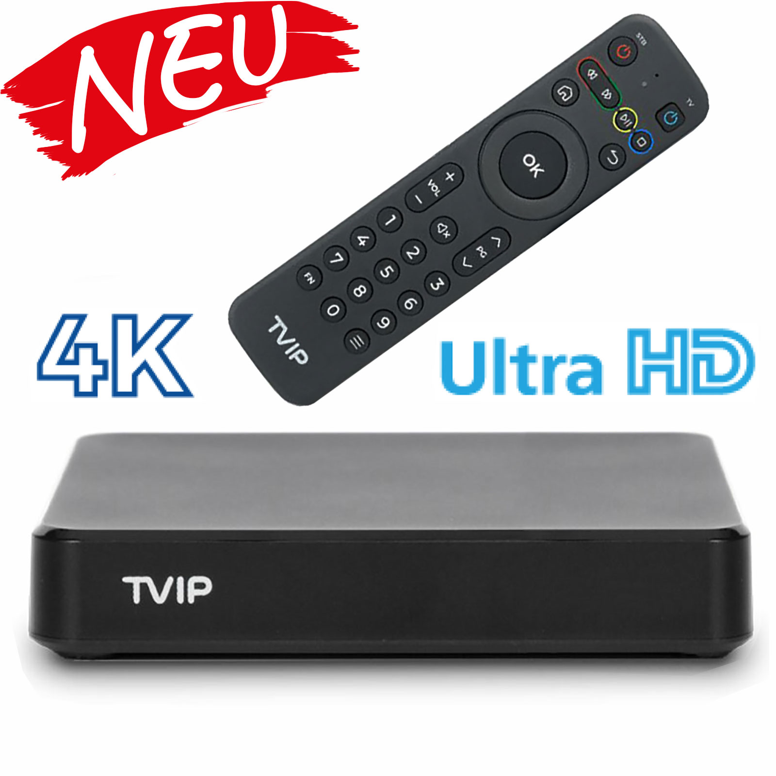 TVIP S-Box v.705 IPTV 4K HEVC Mediacenter mit Bluetooth Fernbedienung 5Ghz Wlan